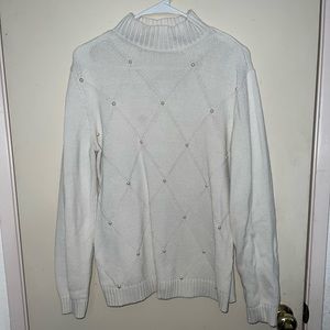 White Turtleneck with Pearls